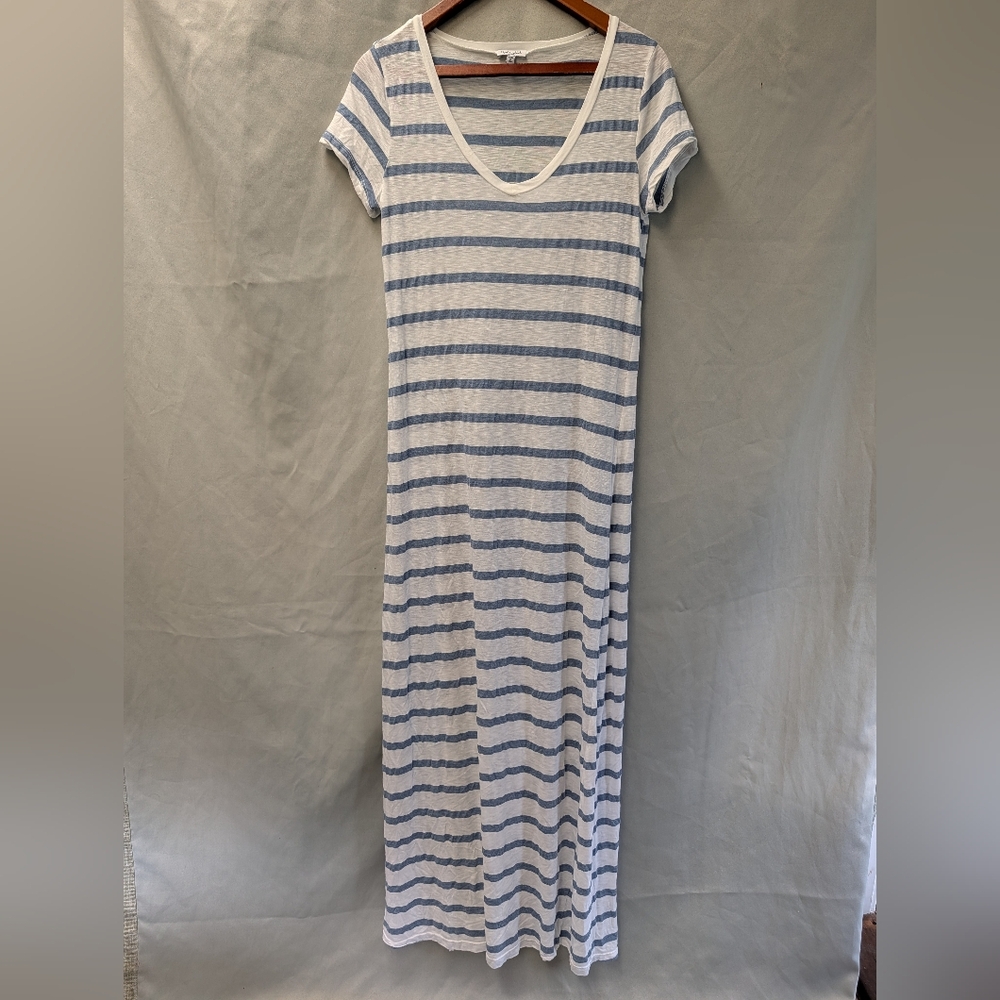 Splendid Blue and White Striped Short Sleeve Maxi Dress Size Medium